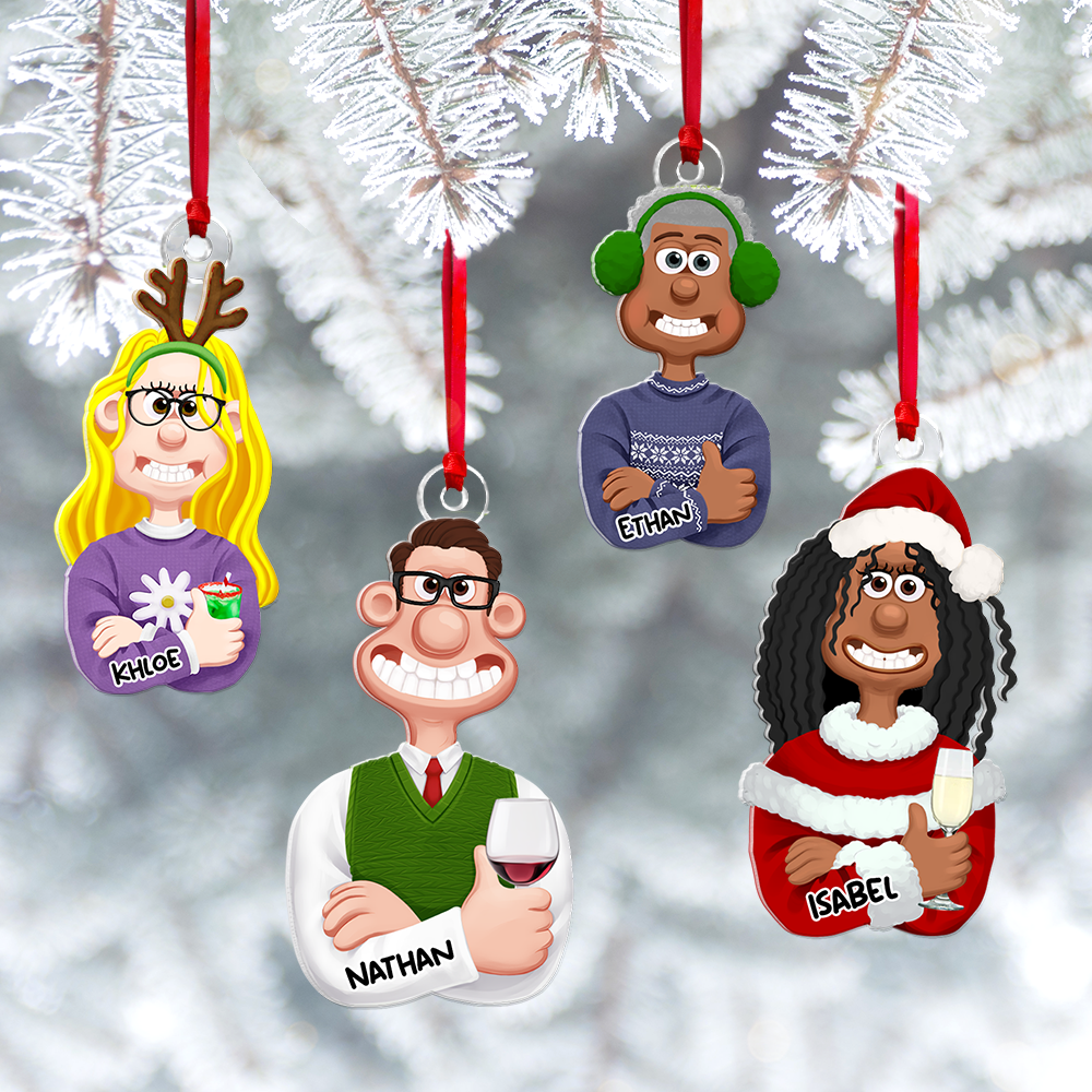 Personalized Cartoon Family Christmas Ornaments Ornament PopCulturePrints