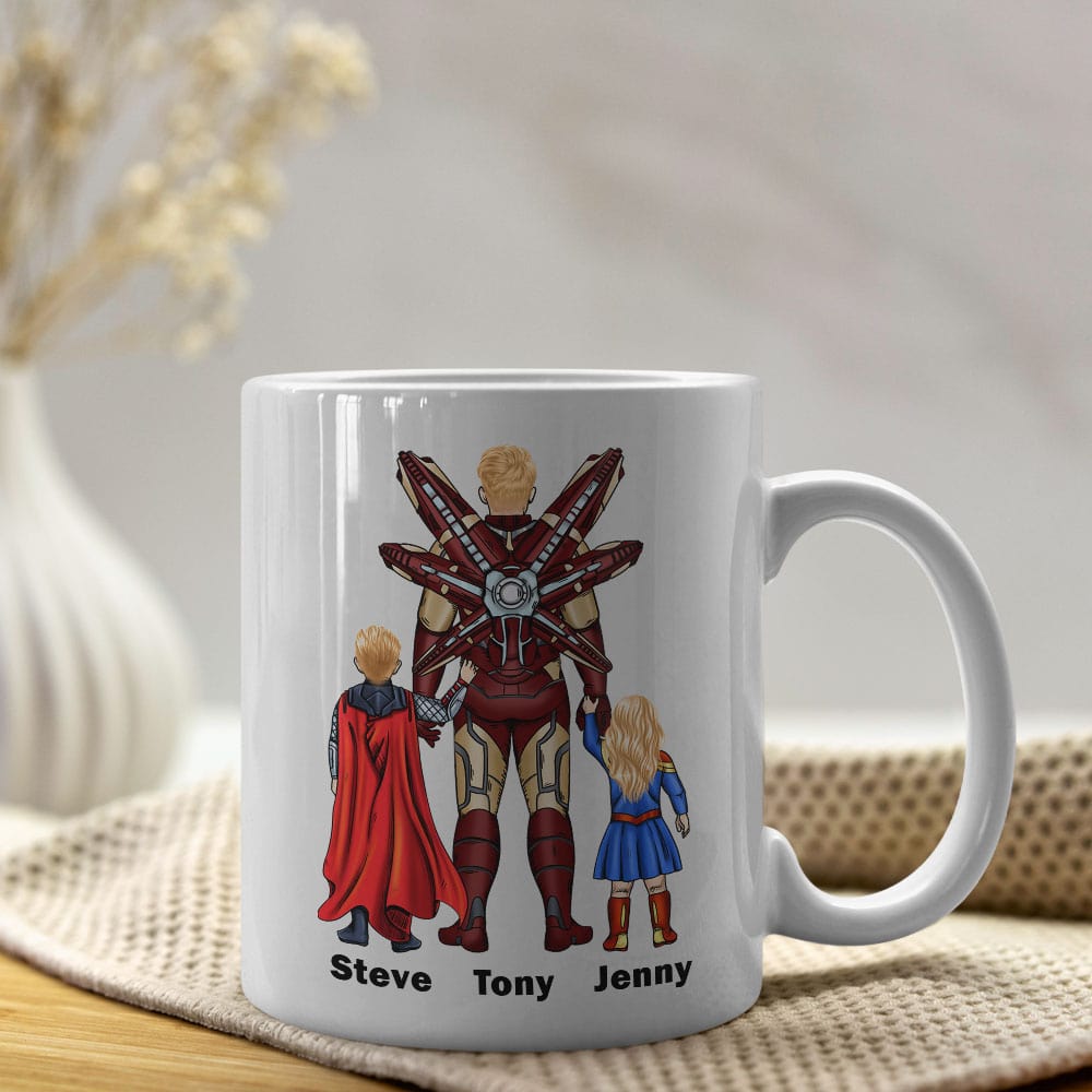 Custom Superhero Dad Mug - Personalized Gift for Father's Day Coffee Mug PopCulturePrints