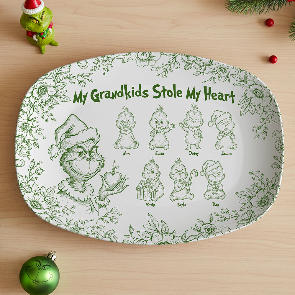 My Grandkids Stole My Heart - Personalized Grandma Plate for Christmas Plates PopCulturePrints