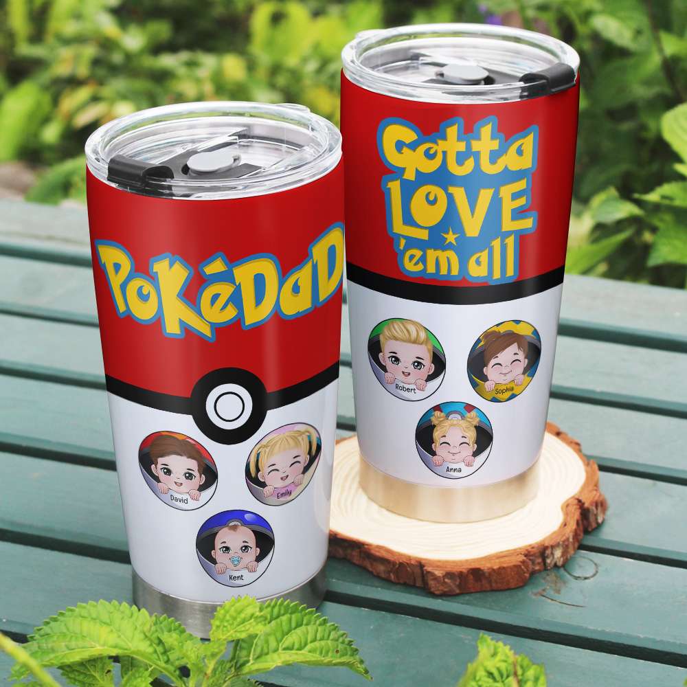 Personalized PokéDad Tumbler - Gotta Love 'Em All