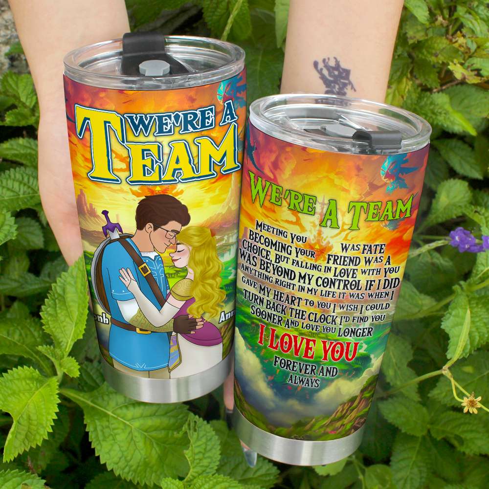 Personalized 'We're A Team' Couples Tumbler | Valentine's Day Gifts & Special Gift Ideas Tumbler Cup PopCulturePrints