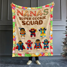 Load image into Gallery viewer, Personalized Superhero Cookie Squad Blanket for Grandma Blanket PopCulturePrints
