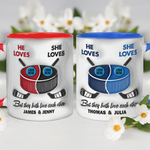 Load image into Gallery viewer, Personalized Ice Hockey Coffee Mug for Couples - Unique Valentine&#39;s Day Gifts Coffee Mug PopCulturePrints
