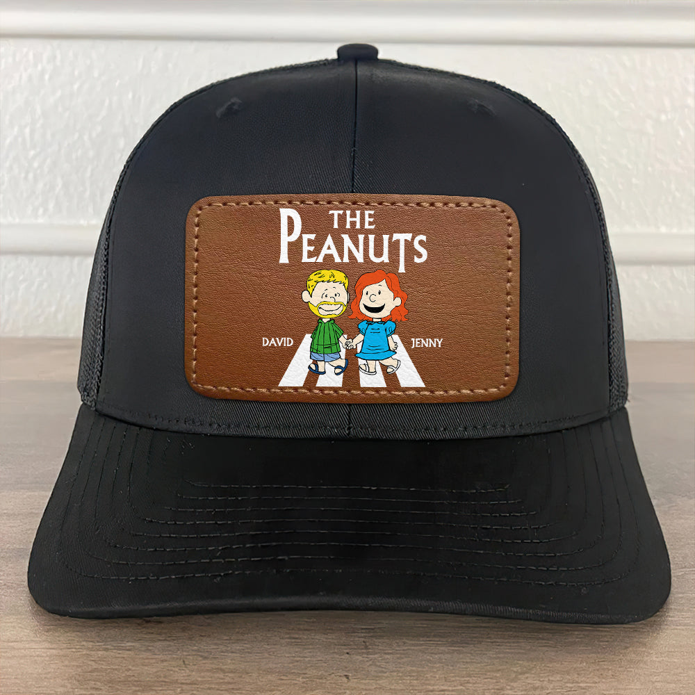 Personalized Couples Leather Patch Hat - Peanuts Custom Design