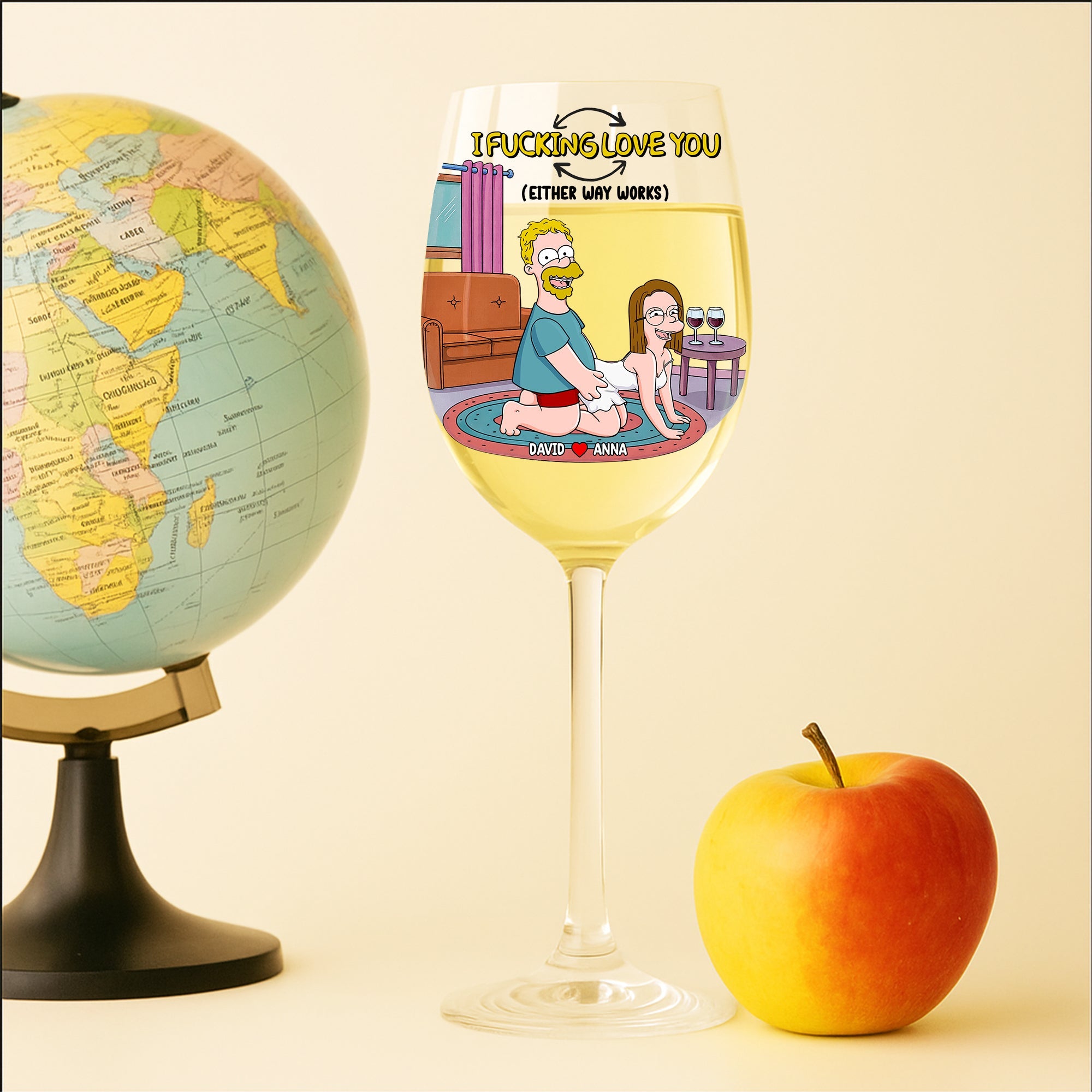 "I F*CKING LOVE YOU" Funny Wine Glass - Personalized Gift for Couples Wine Glass PopCulturePrints