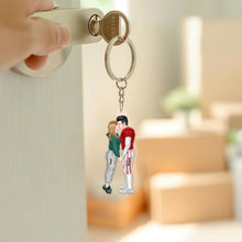 Load image into Gallery viewer, Personalized Sporty Couple Keychain - Kissing Lovers Gift Keychains PopCulturePrints
