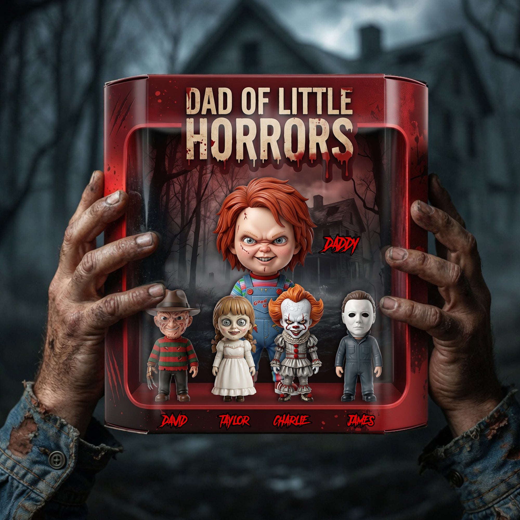 Embrace the Spooky Fun: Dad Of Little Horrors - Personalized Gift for Dads and Grandpa Shaped Plaques PopCulturePrints