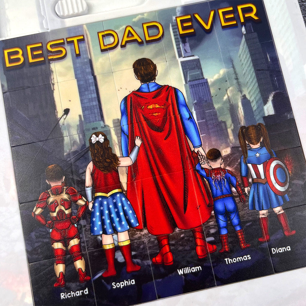 "Best Dad Ever" Superhero Puzzle - Personalized Sliding Puzzle for Dad, Grandpa, and Father Figures Sliding Puzzle PopCulturePrints