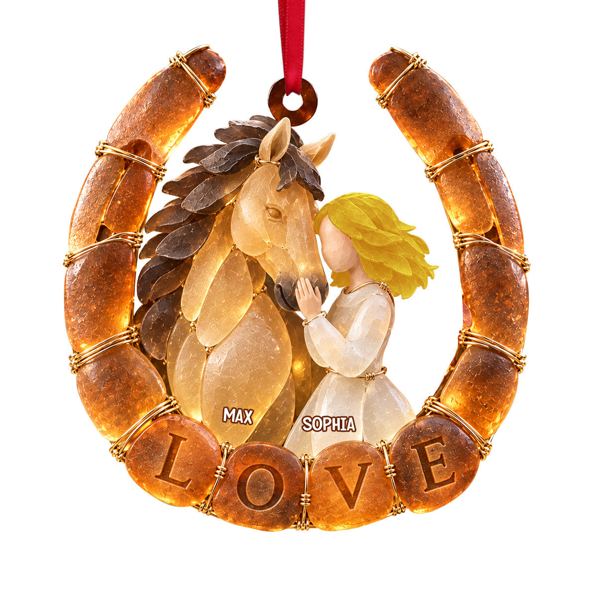 Attuned Horse Girl Sea Glass Effect Ornament, Personalized Gifts For Horse Lovers 05QHTN101026 Ornament PopCulturePrints