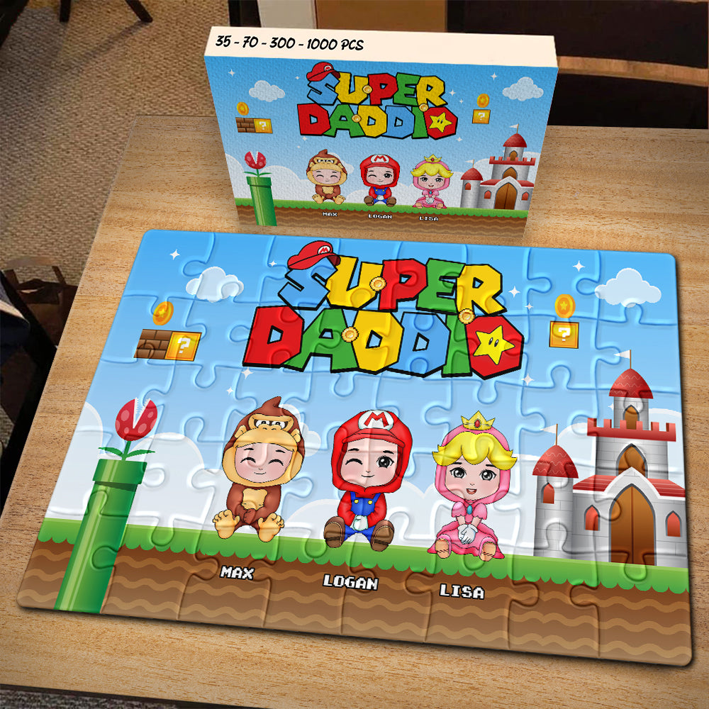 Personalized Super Dad Jigsaw Puzzle - Custom Family Characters Jigsaw Puzzles PopCulturePrints