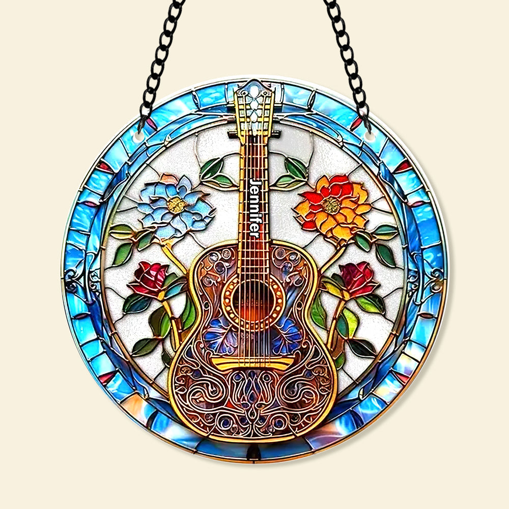 Personalized Christmas Suncatcher Ornament - Guitarist Themed Gift