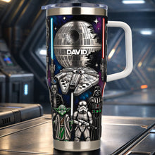 Load image into Gallery viewer, “Unleash the Galaxy!” - Futuristic Space Warrior Tumbler - Personalized Gifts for Sci-Fi Lovers, Space Enthusiasts, and Unique Gifting Occasions Tumbler Cup PopCulturePrints

