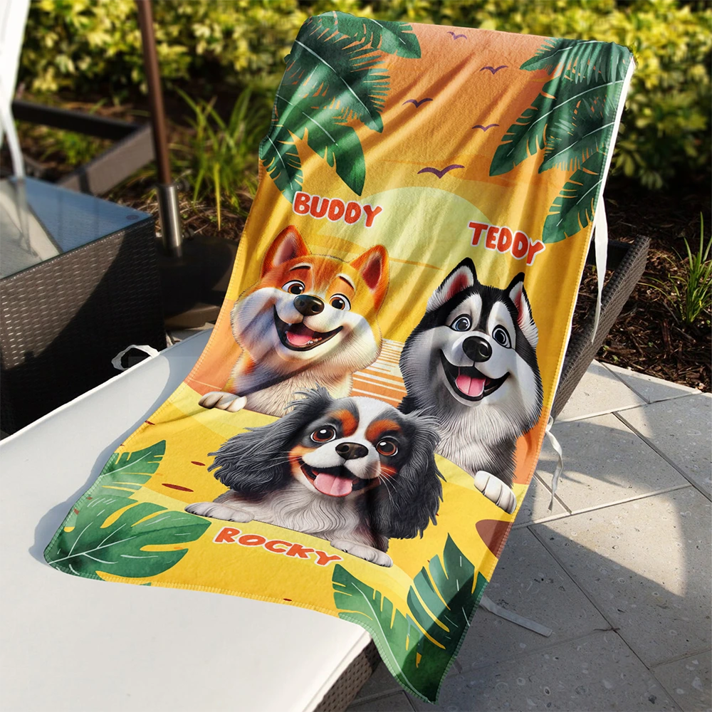 Tropical Dogs Make Life Better - Personalized Beach Towel for Dog Lovers Beach Towel PopCulturePrints