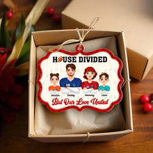 Load image into Gallery viewer, Personalized Football Family Christmas Ornament - House Divided, Love United Ornament PopCulturePrints
