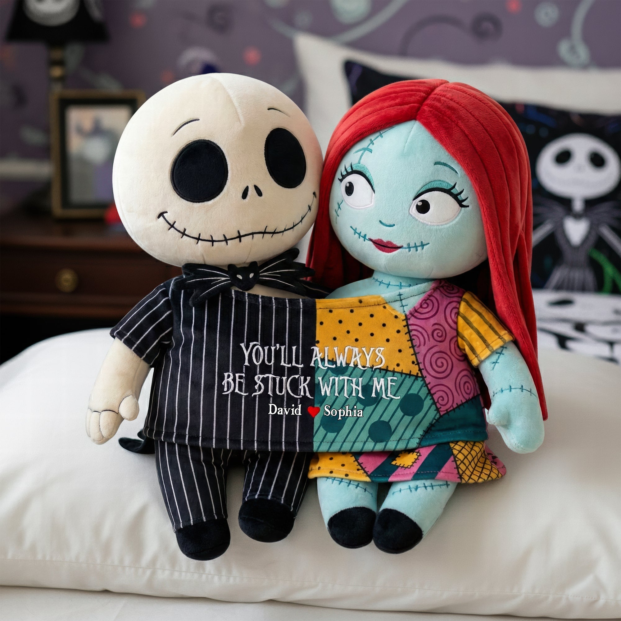 You'll Always Be Stuck With Me - Spooky Cute Couple Custom Shape Pillow Pillow PopCulturePrints