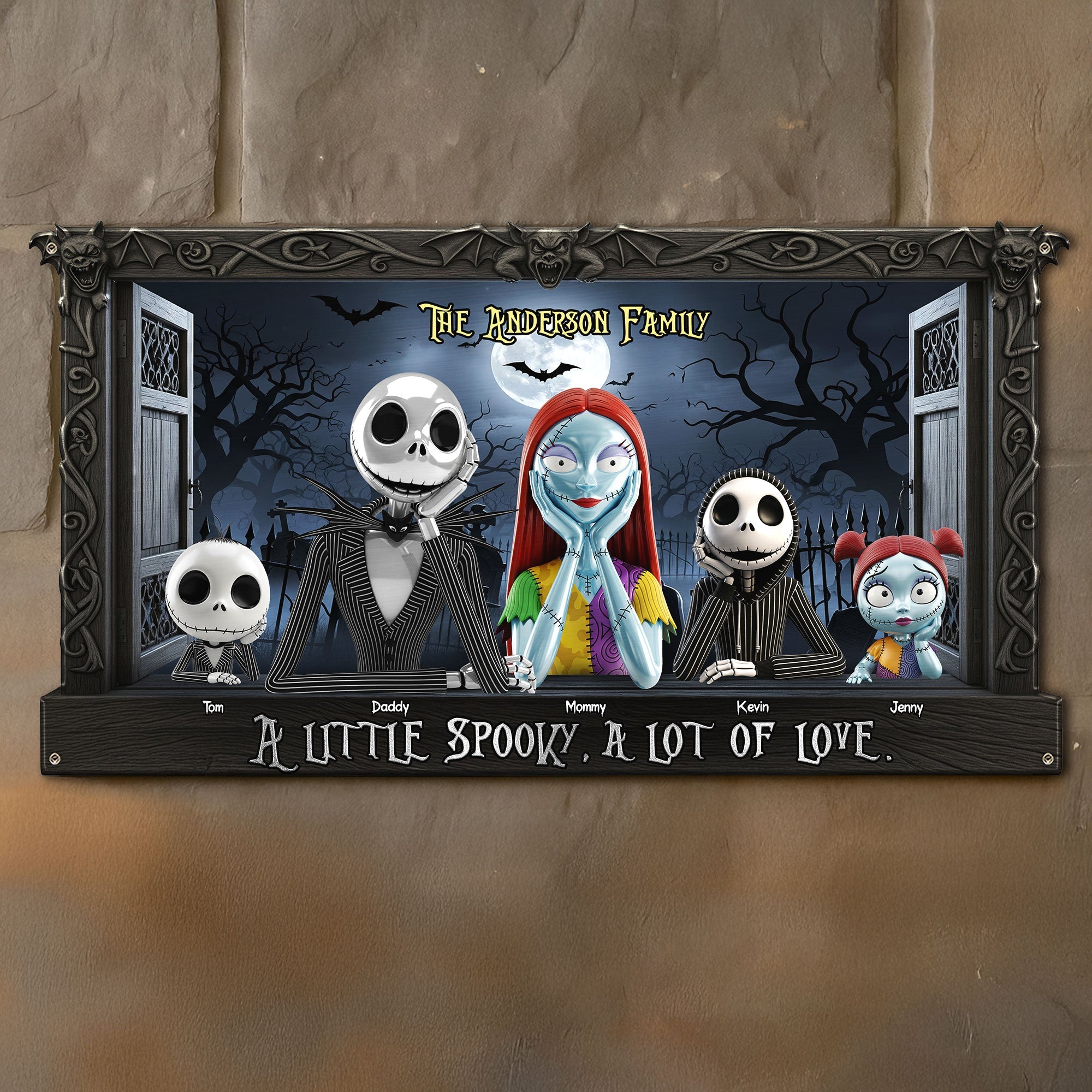A Little Spooky, A Lot of Love - Personalized Horror Family Metal Sign Metal Signs PopCulturePrints