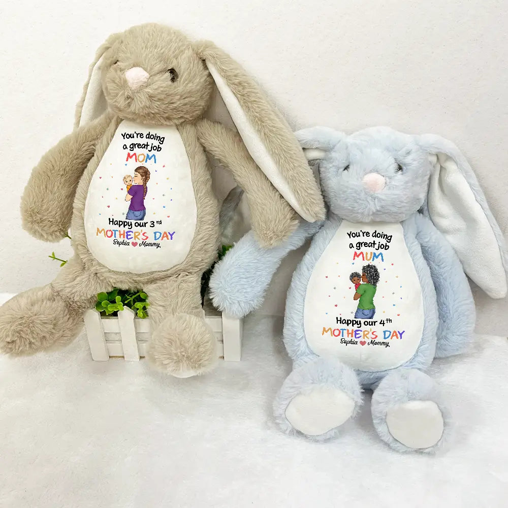 You're Doing A Great Job Mommy - Personalized Soft Toy Bunny - A Thoughtful Gift for Moms and Grandmas Soft Toy Bunny PopCulturePrints
