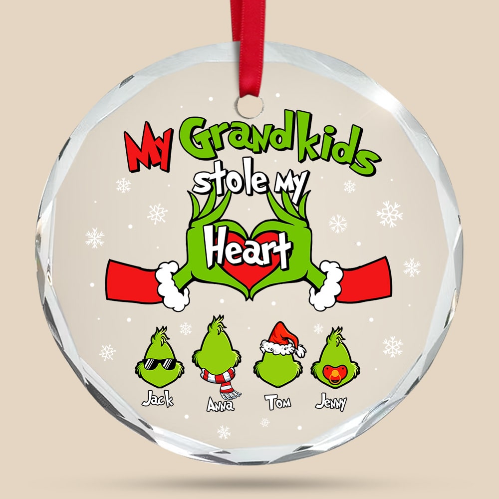 Custom Grandma Ornament - Grandkids Stole My Heart Design Ornament PopCulturePrints