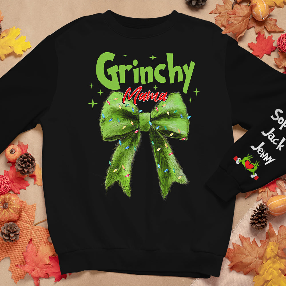 Personalized Grinchy Mama 3D Christmas Sweater with Custom Names