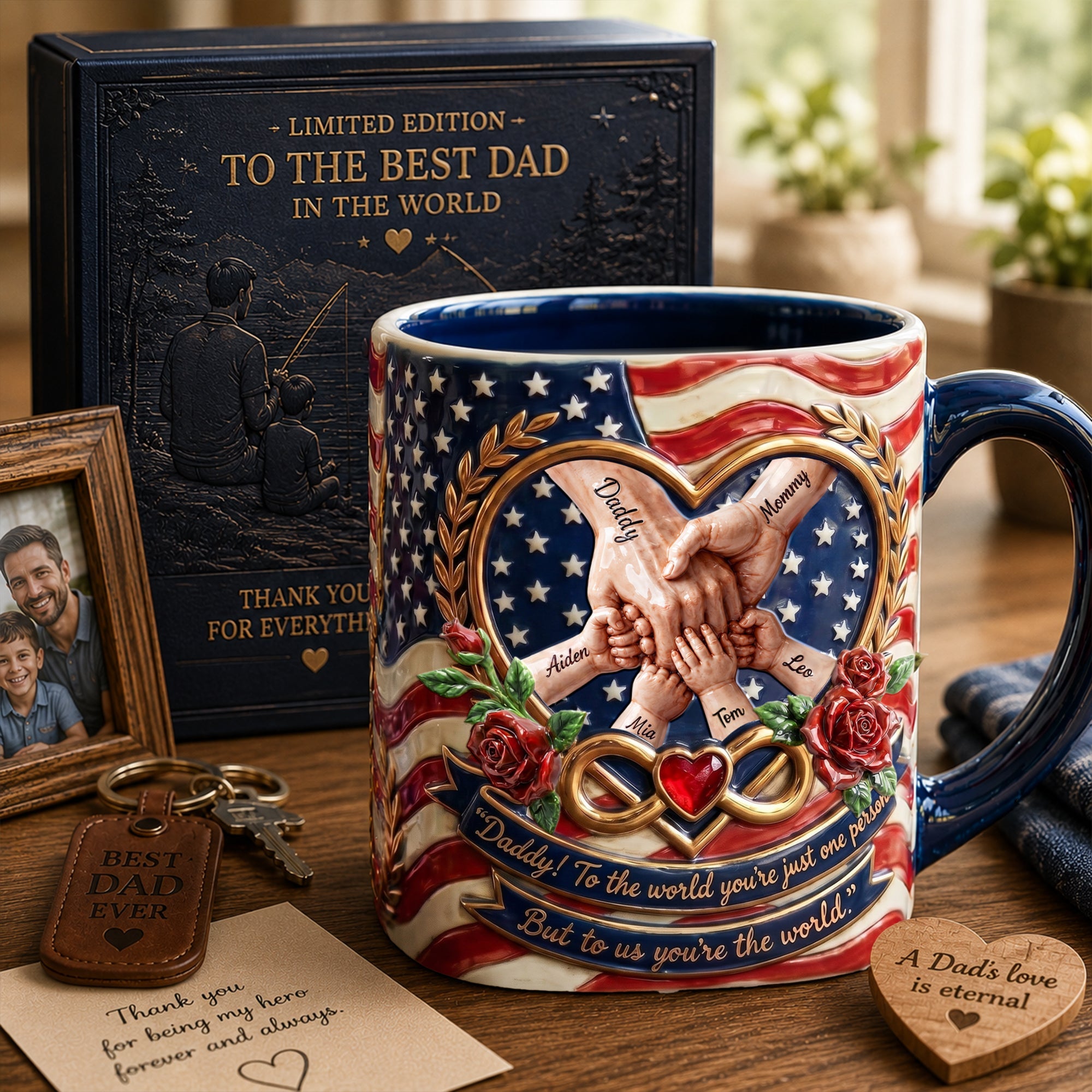 "Daddy! To the world you're just one person - Personalized Infinity Love Accent Mug for Dads, Grandpas, and Family" Coffee Mug PopCulturePrints