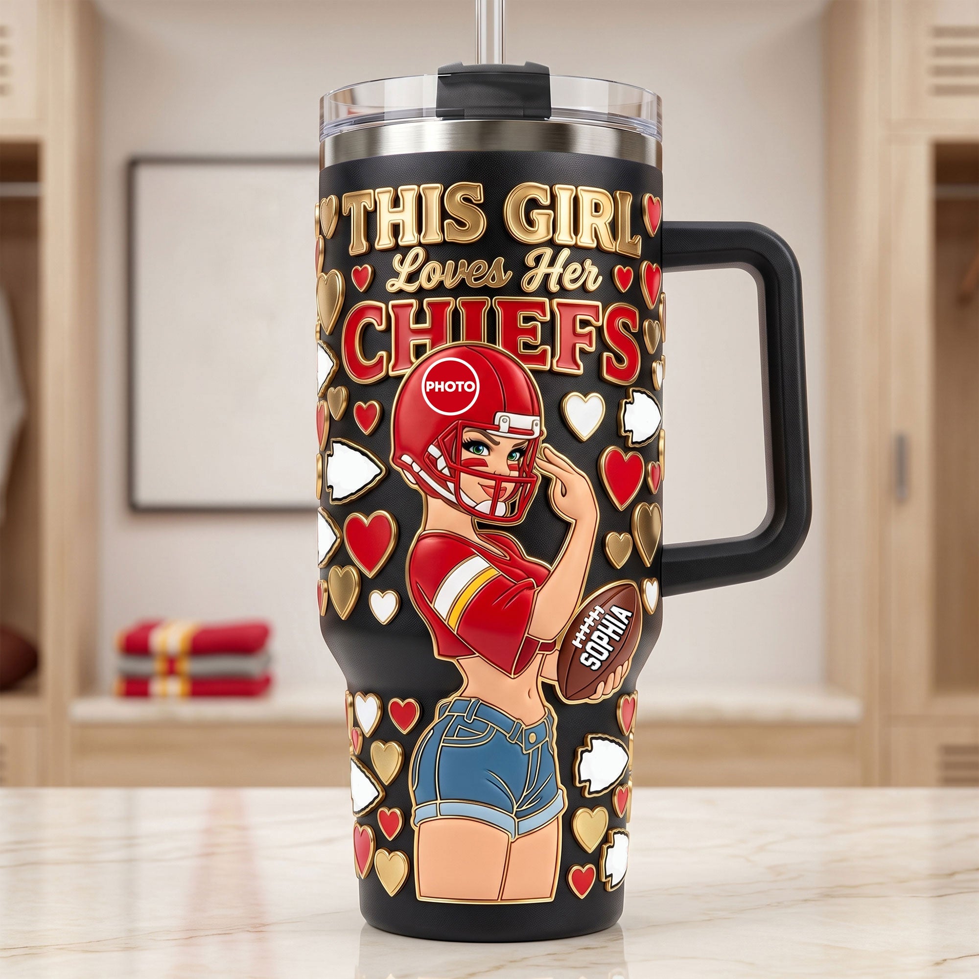 All-Star Girl Colorful 40oz Tumbler With Handle - Personalized Gifts For Sport Lovers 01HUTI010726 Tumbler Cup PopCulturePrints