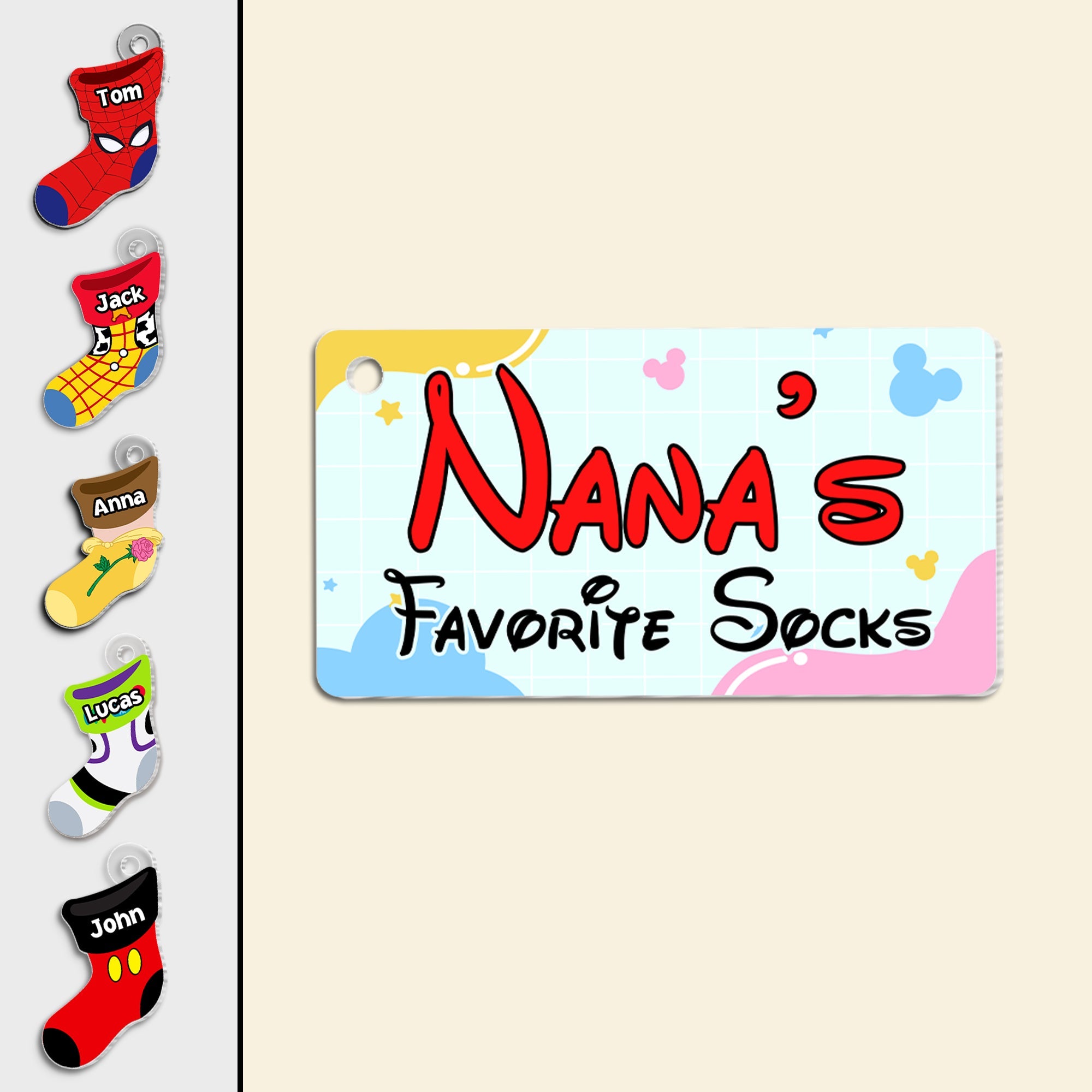 Personalized Grandma's Favorite Socks Keychain Keychains PopCulturePrints