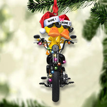 Load image into Gallery viewer, Personalized Duck Couple Christmas Ornament - Biker Theme
