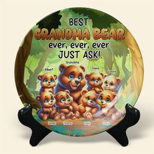 Load image into Gallery viewer, Best Mom Bear Ever - Personalized Round Plate for Loving Moms Ceramic Round Plate PopCulturePrints
