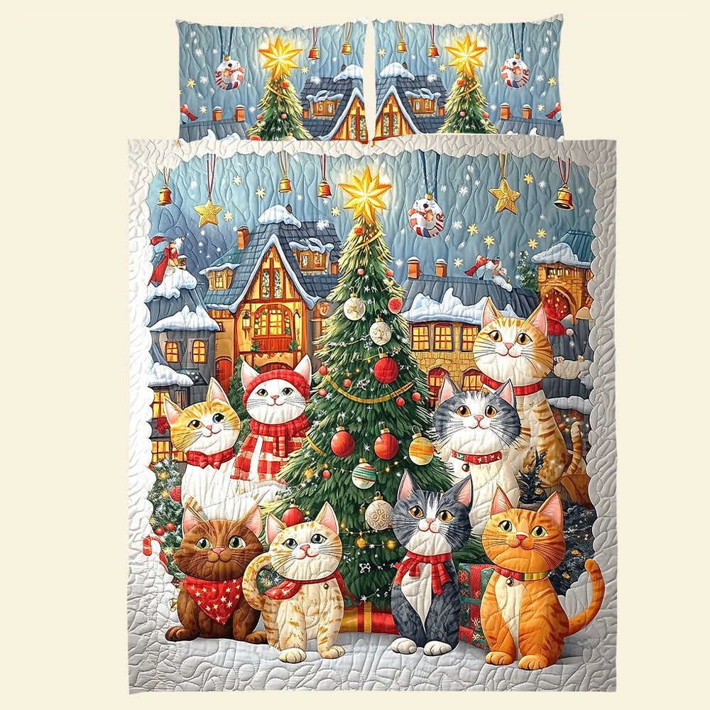 Festive Cat Lovers' Quilt Bed Set - Christmas Edition Blanket PopCulturePrints