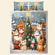 Load image into Gallery viewer, Festive Cat Lovers&#39; Quilt Bed Set - Christmas Edition Blanket PopCulturePrints
