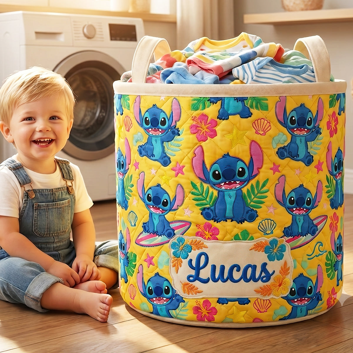 Cute Alien Quilted Laundry Basket - Personalized Gift for Kids Laundry Basket PopCulturePrints