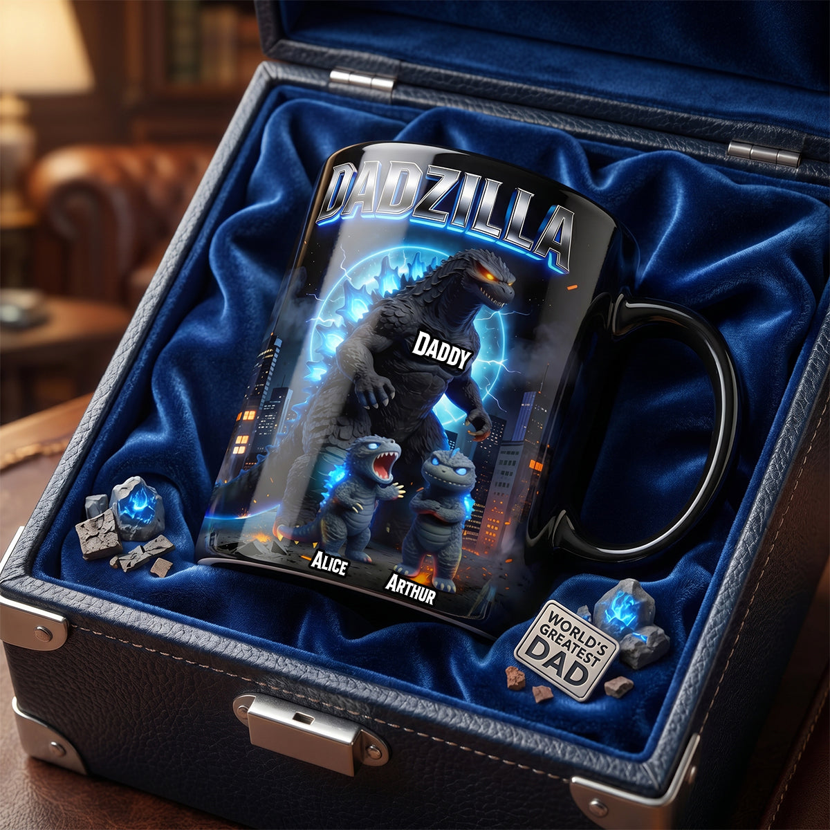 “Dadzilla: The Ultimate Father of Monsters” - Personalized Magic Coffee Mug for Dad Coffee Mug PopCulturePrints