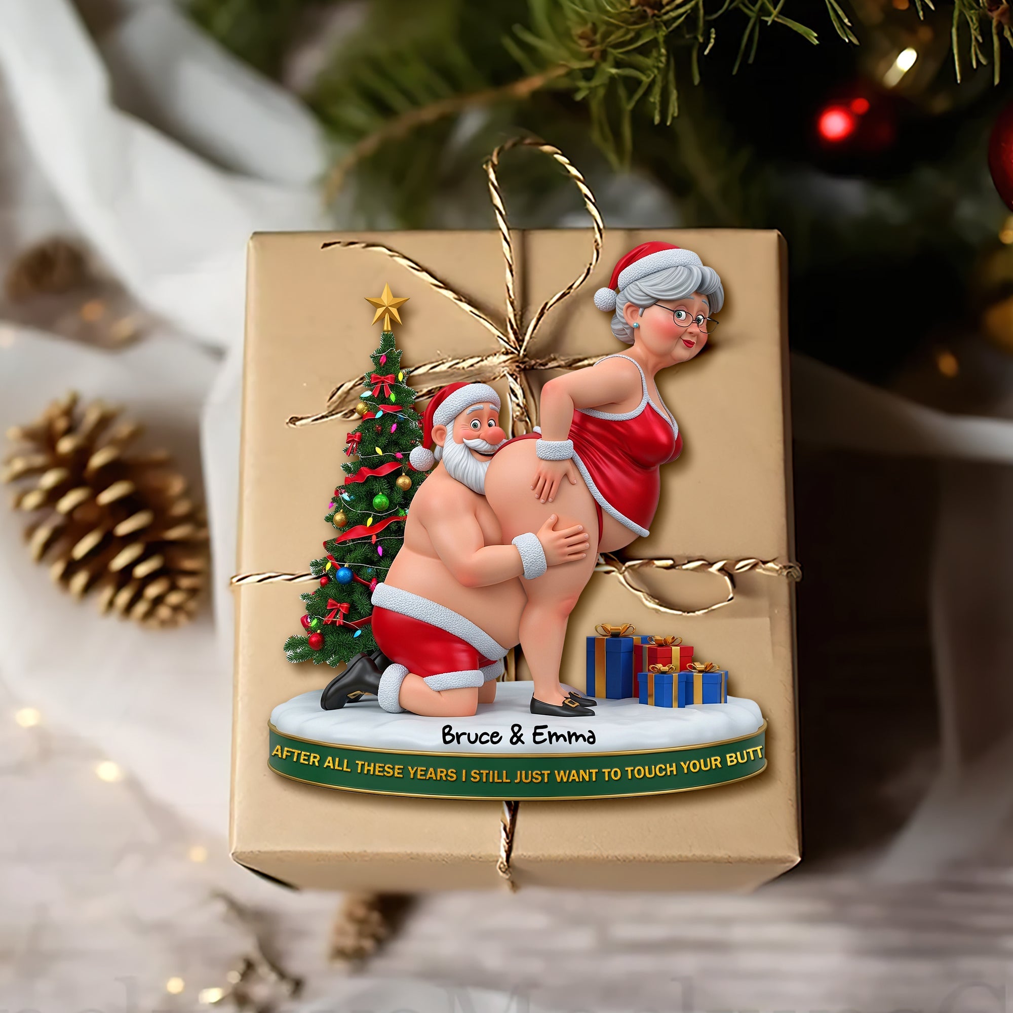 “After All These Years, I Still Just Want to Touch Your Butt” - Mischief Santa Couple Ornament - Personalized Christmas Gift for Couples Ornament PopCulturePrints