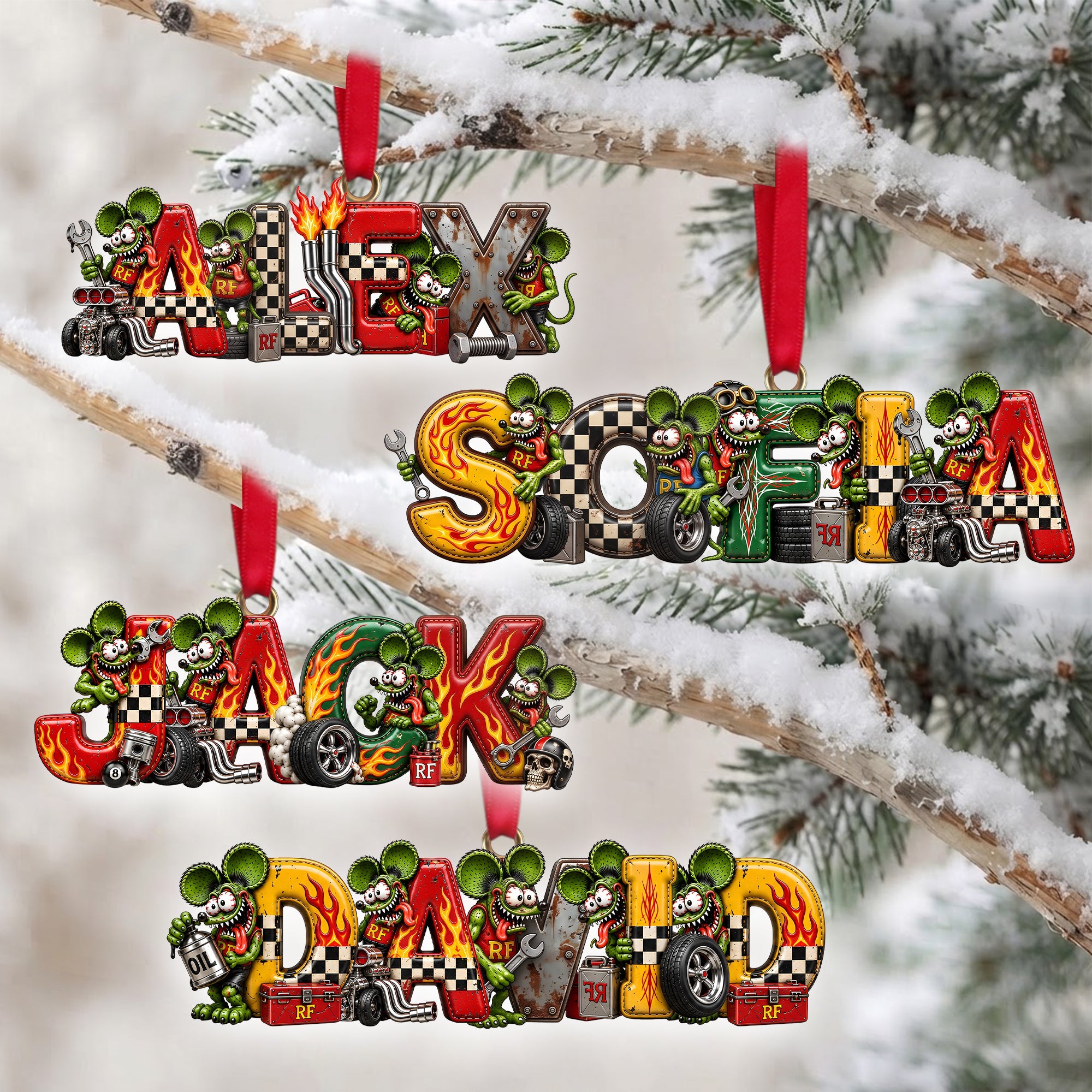 Fuel Their Passion - Vintage Speed Fans Name Art Ornament - Personalized Christmas Gift