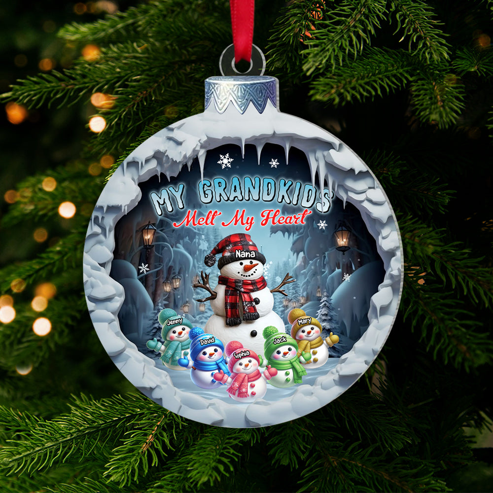 Personalized Snowman Family Christmas Ornament for Grandma