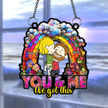 Load image into Gallery viewer, Personalized Acrylic Suncatcher - Rainbow Flower Couple Suncatcher PopCulturePrints
