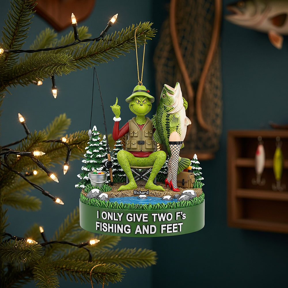 "I Only Give Two F's for Fishing and Feet" - Personalized Fishing Lover Christmas Ornament Ornament PopCulturePrints