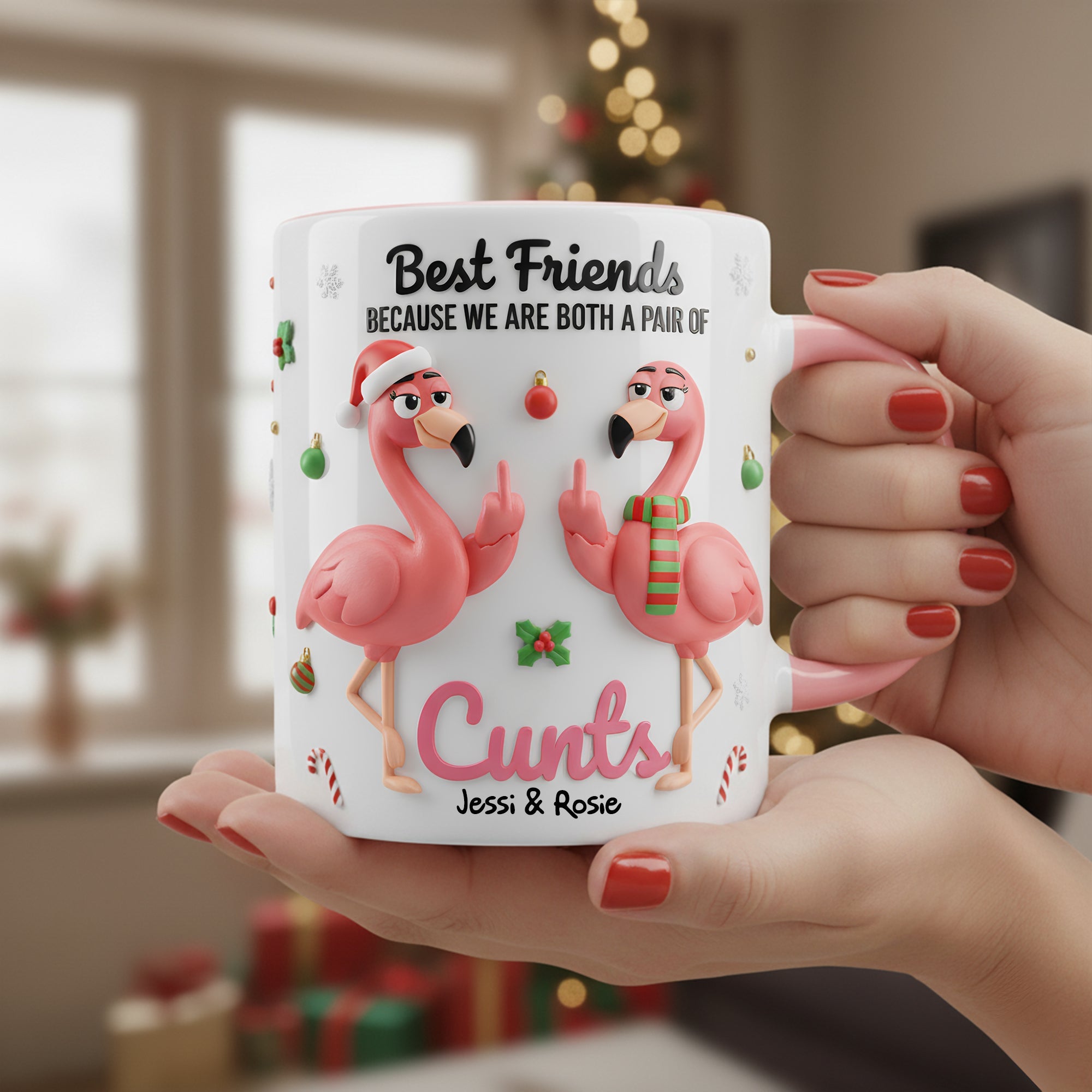 Best Friends Flamingo Mug - Customizable Gift for Your Besties Coffee Mug PopCulturePrints