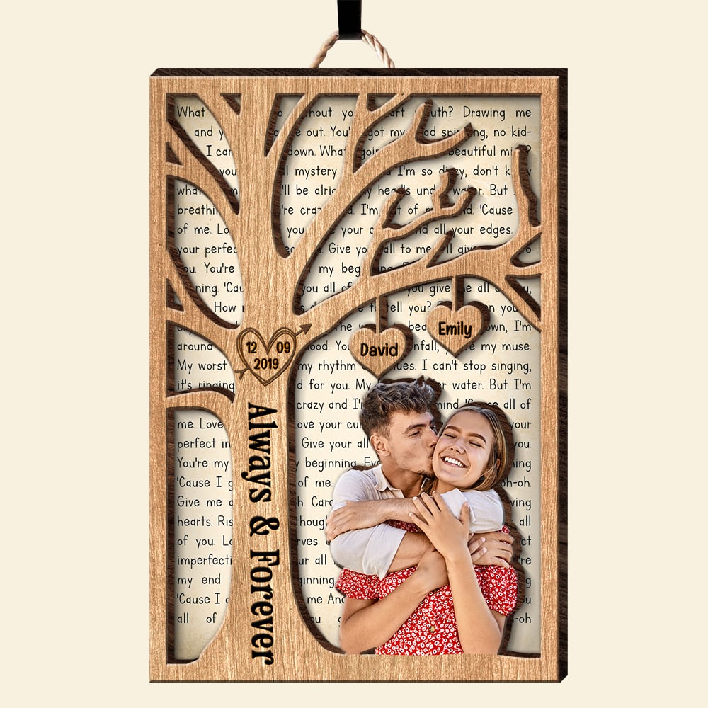 Personalized Always & Forever Wooden Photo Sign for Couples Wood Sign PopCulturePrints