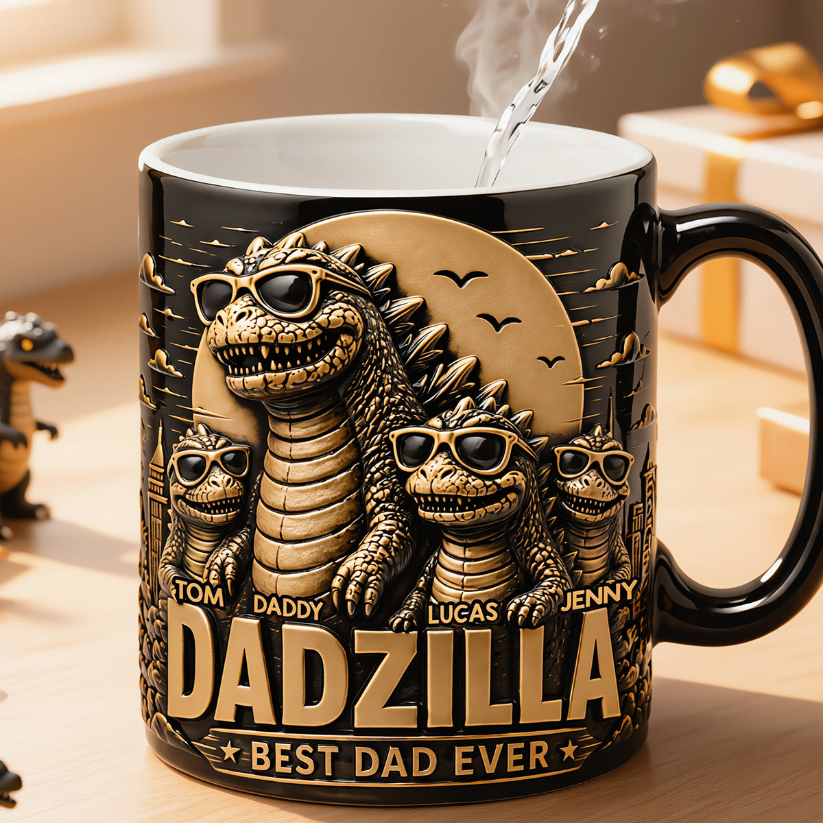 "Dadzilla: Best Dad Ever" - Personalized Giant Creature Retro Magic Mug for Dads and Grandpas Coffee Mug PopCulturePrints