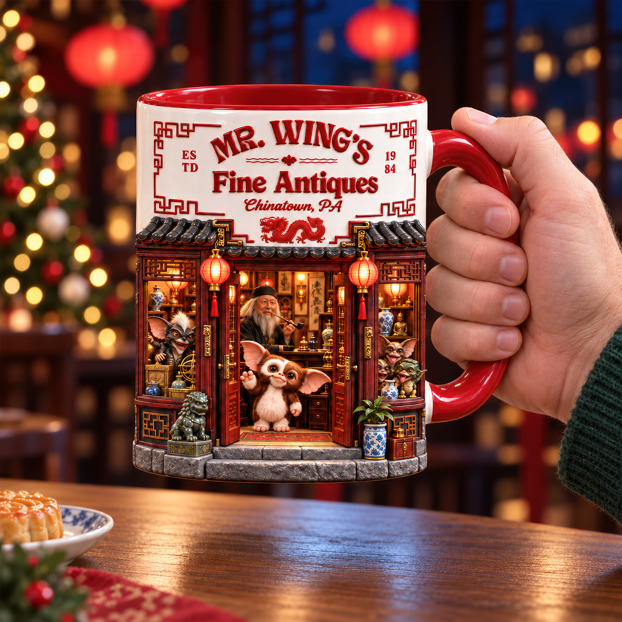 Magic Awaits with Every Sip - Mystic Shop Red Accent Mug - Personalized Gift for Friends, Family, and Collectors Coffee Mug PopCulturePrints