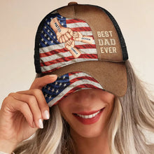 Load image into Gallery viewer, &quot;Best Dad and Grandpa Ever!&quot; - Personalized Stars and Stripes Mesh-back Casual Cap - Custom Gift for Dads, Grandpas, and Special Men Mesh-back Casual Cap PopCulturePrints
