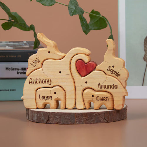 Cherish Family Bonds with Our Personalized Elephant Family Wooden Puzzle Wood Puzzle PopCulturePrints