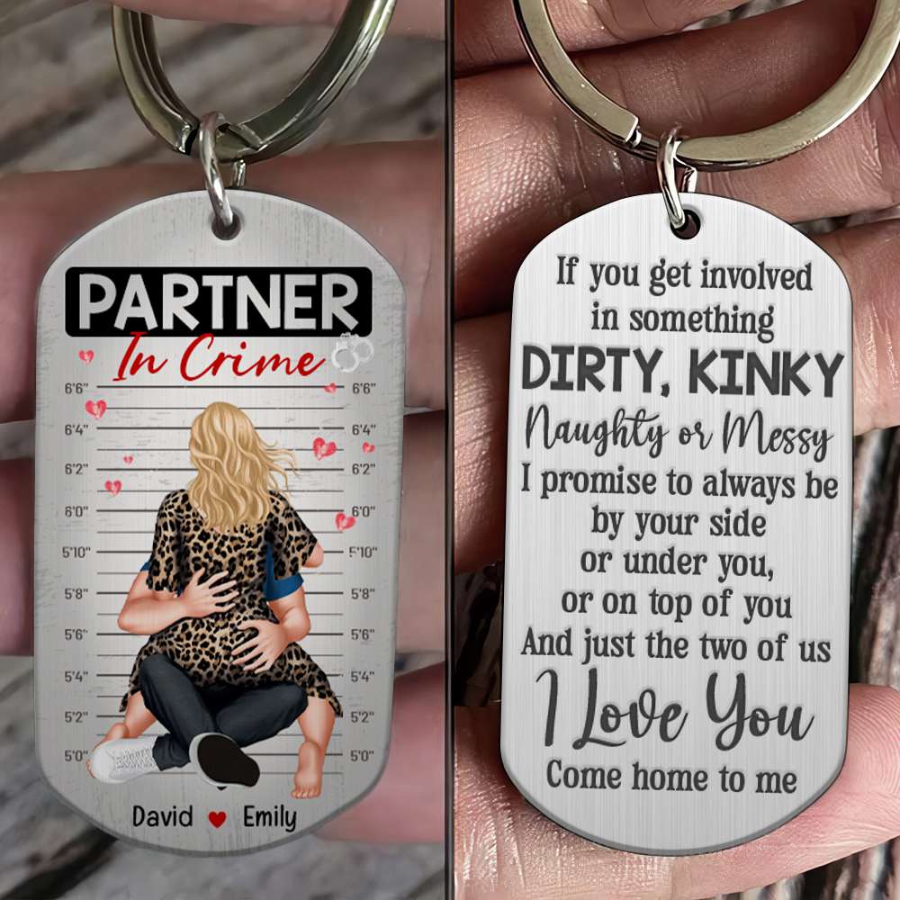 Personalized Partner in Crime Keychain - Customized Engraved Stainless Steel Gift Keychains PopCulturePrints