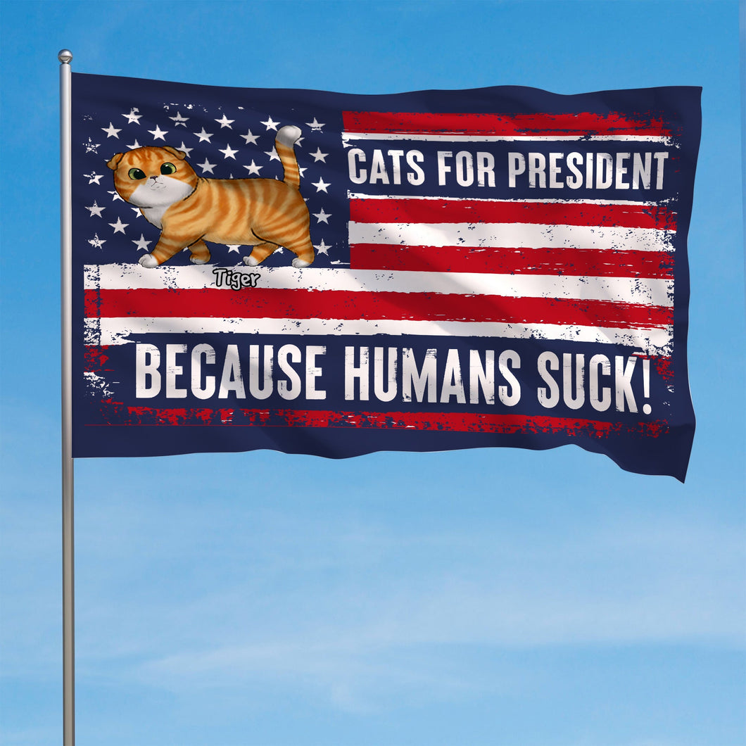 Personalized Cat Lovers House Flag - Funny 'Cats for President' 2024 Election Theme