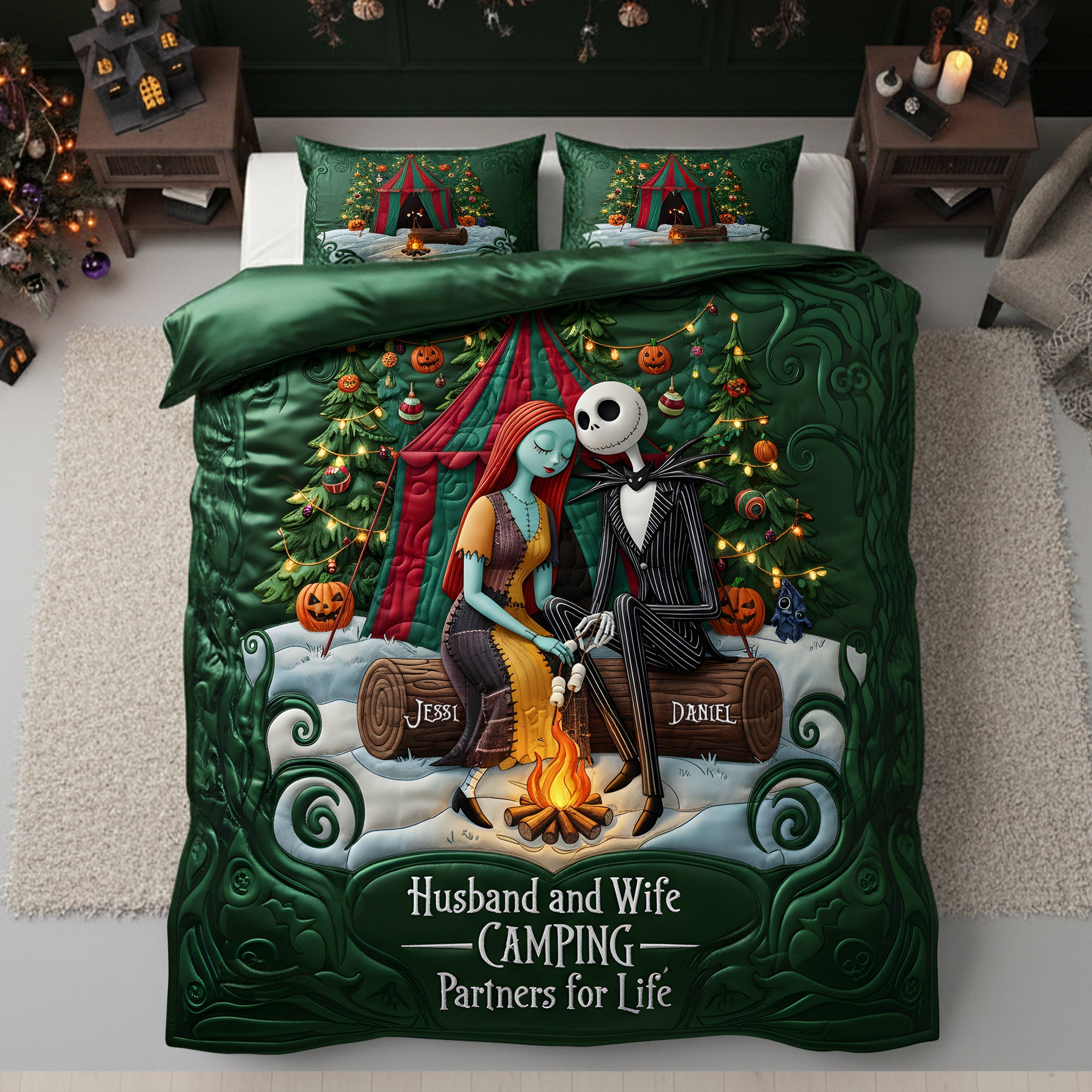 Love Under the Stars - Personalized Camping Couples Quilt Bedding Set Bedding Set PopCulturePrints