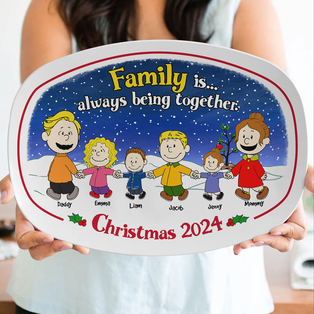 Personalized Family Cartoon Christmas Plate 2024 Plates PopCulturePrints