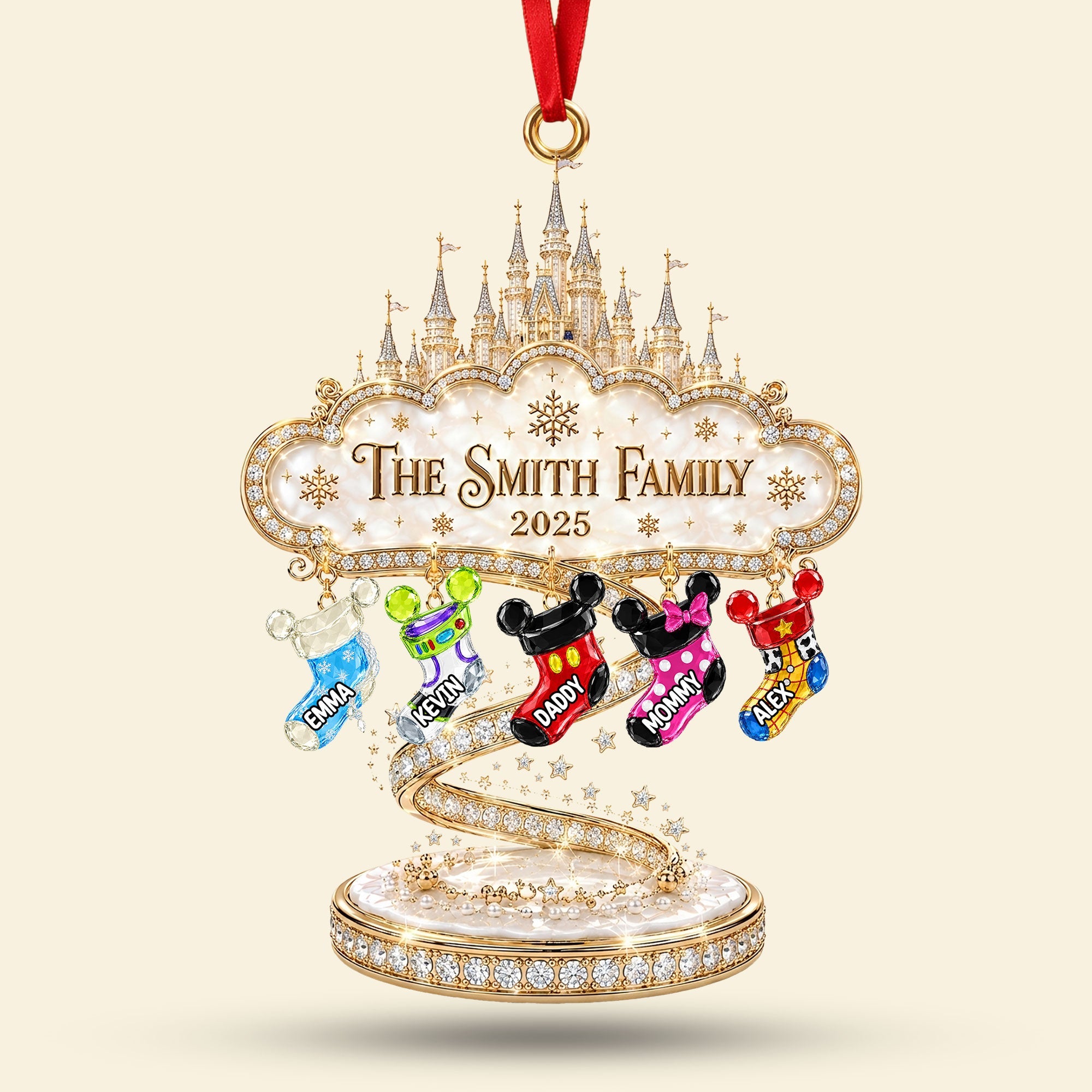 “Celebrate Family Magic!” - Personalized Merry Fairy Tales World Acrylic Ornament - Perfect Custom Gift for Families & Friends