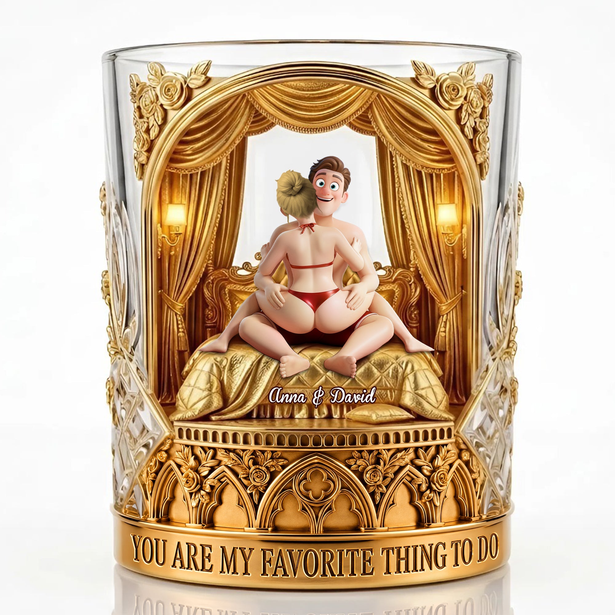 You Are My Favorite Thing To Do - Naughty Couple Round Glass - Personalized Gifts For Couples Glass PopCulturePrints