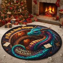 Load image into Gallery viewer, “I’m A Book Dragon” - Personalized Quilted Round Mat - Unique Gift for Book Lovers Doormat PopCulturePrints
